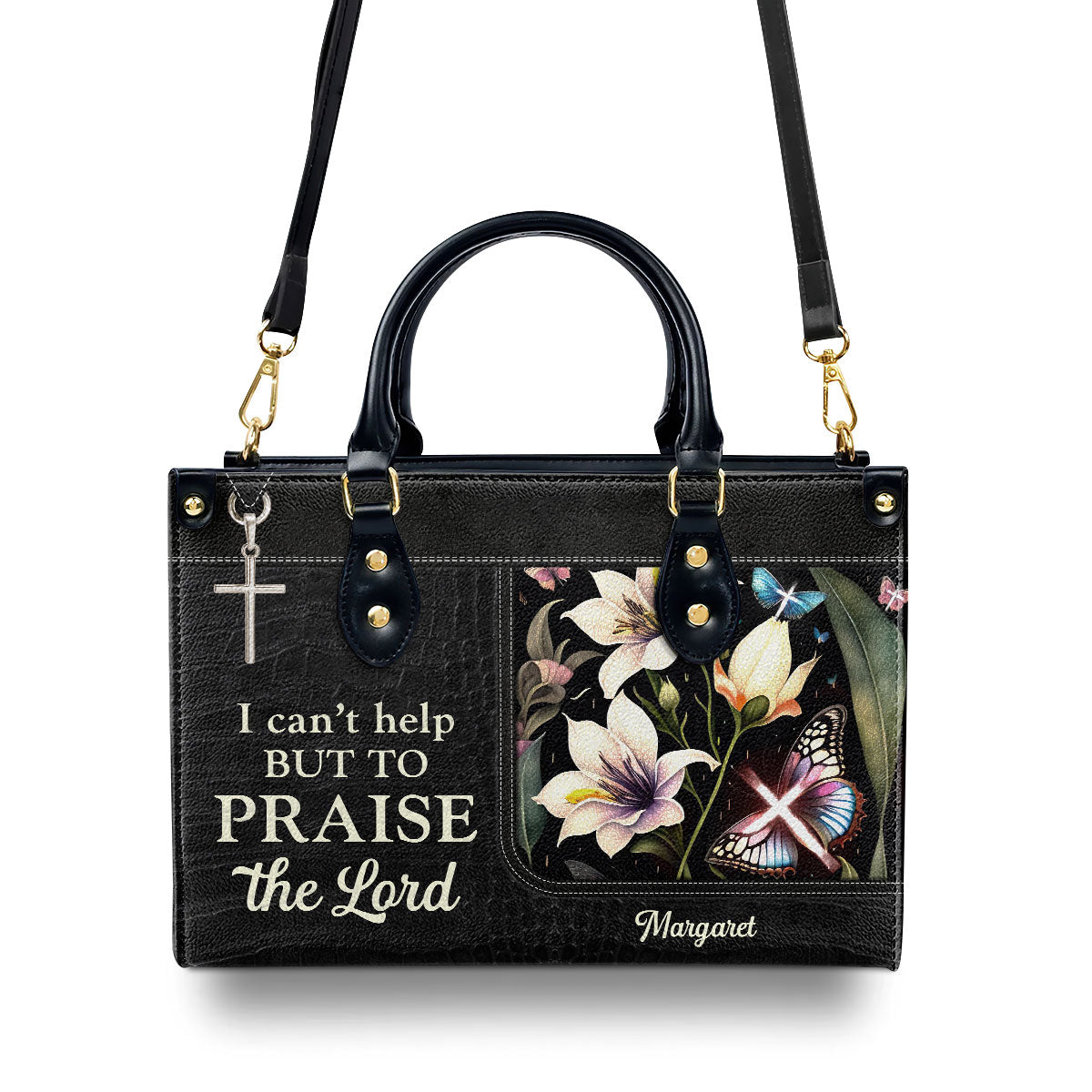 Personalized Zippered Leather Handbag With Handle | Religious Gift For Worship Friends | I Can't Help But To Praise The Lord LHBHN797