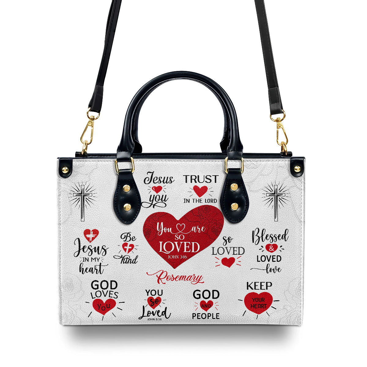 Personalized Leather Handbag With Handle | Romantic Religious Gifts For Christian Women | You Are So Loved LHBM708