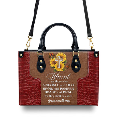 Lovely Personalized Sunflower Leather Handbag - Blessed Are Those Who Spoil And Pamper NUH329