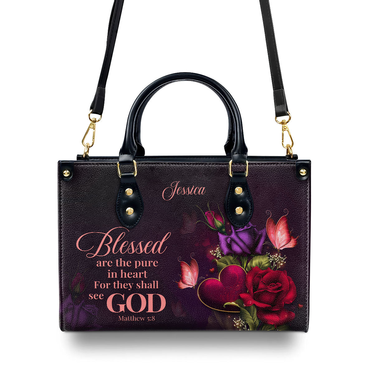 Special Personalized Leather Handbag - Blessed Are The Pure In Heart For They Shall See God NUH472