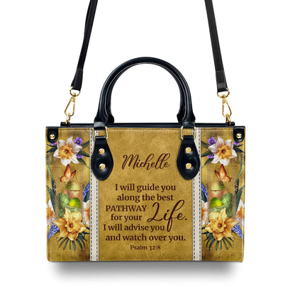 I Will Advise You And Watch Over You - Unique Personalized Christian Leather Handbag NUHN383