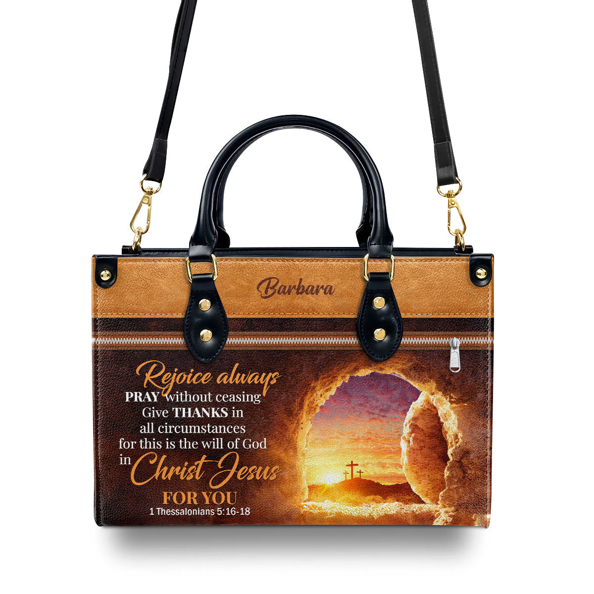 Rejoice Always, Pray Without Ceasing - Personalized Leather Handbag NUH453