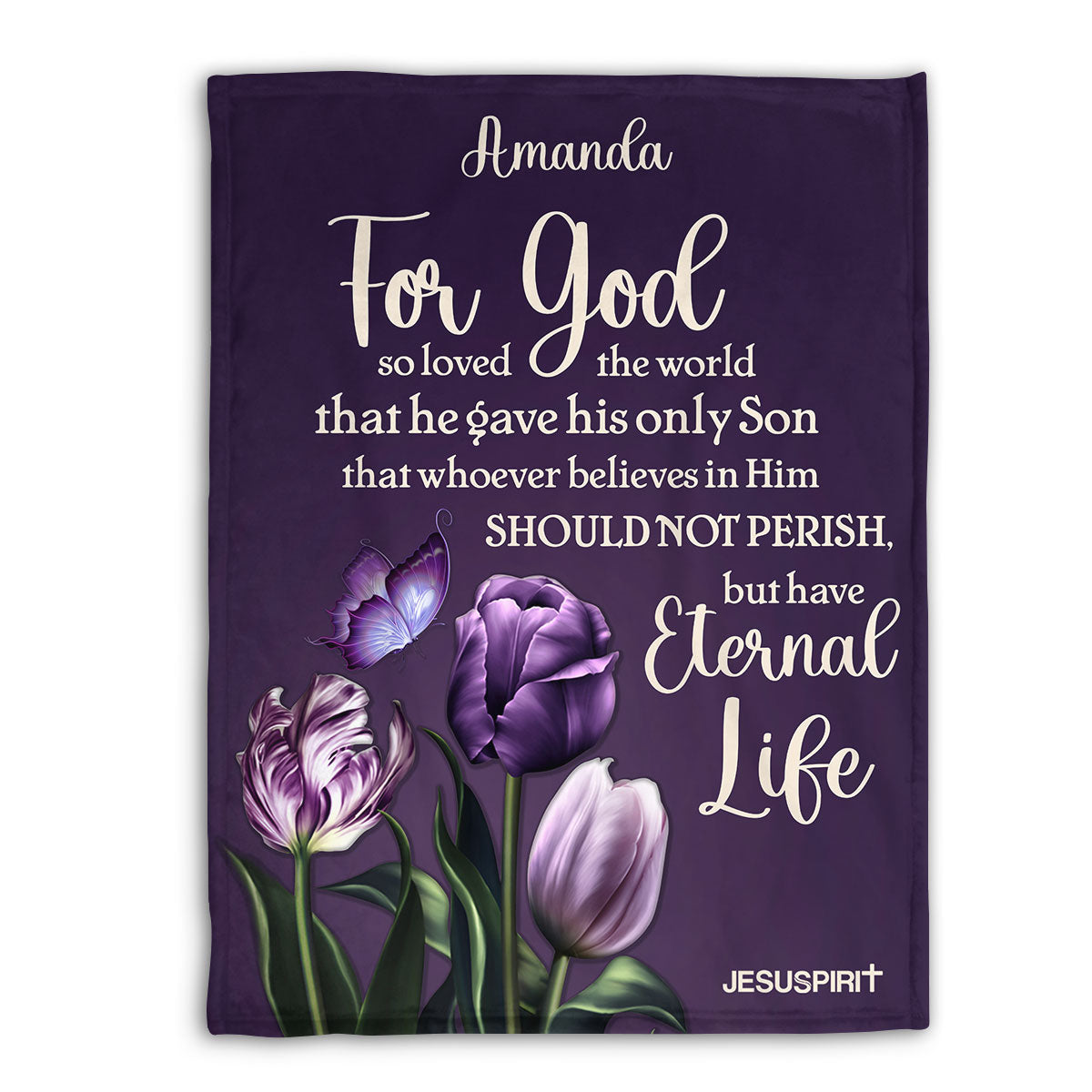 Personalized Fleece Blanket | John 3:16 | For God So Loved The World | Spiritual Religious Gifts For Christian People FBHN26