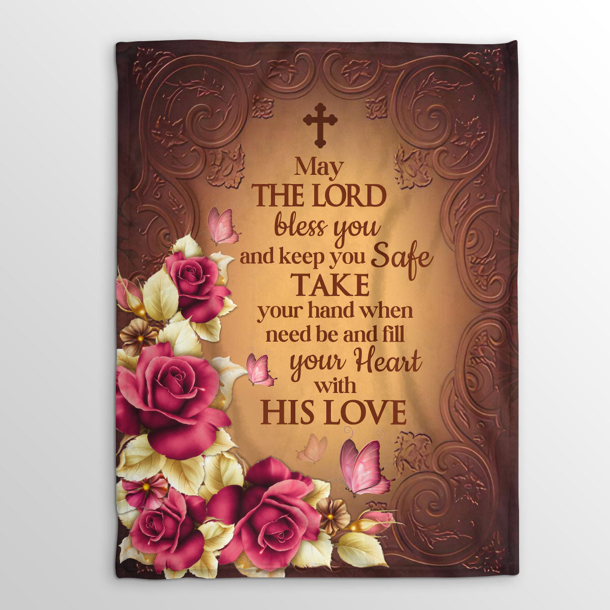 Inspiration Gift For Women | Roses Fleece Blanket | May The Lord Bless You FBH609