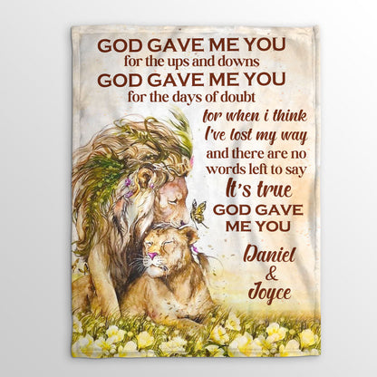 Personalized Lion Fleece Blanket | God Gave Me You | Must-Have Item For Couple FBH610