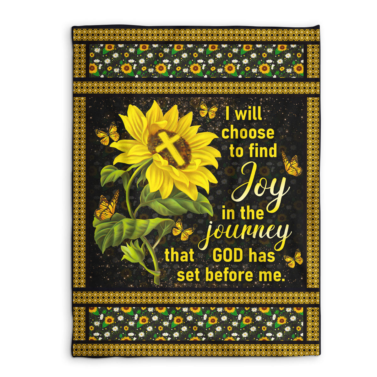 I Will Choose To Find Joy In The Journey | Sunflower And Cross | Stunning Fleece Blanket FBHN616