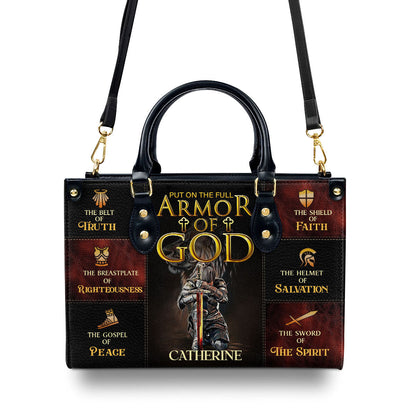 Personalized Leather Handbag With Zipper | Armor Of God LHBM777