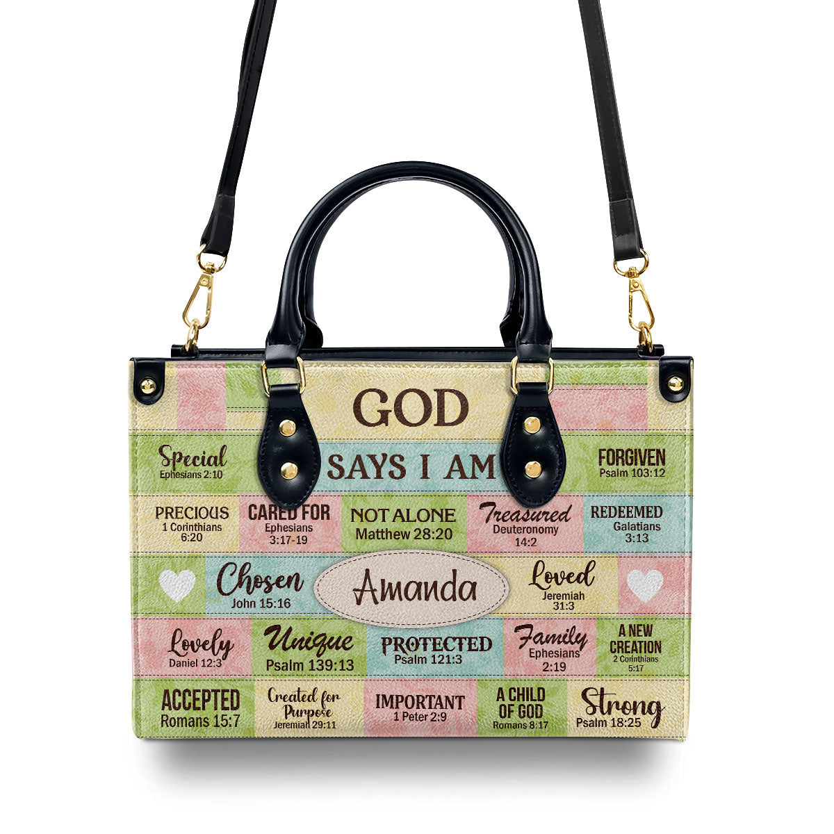 Personalized Leather Handbag With Zipper | God Says I Am | Gift For Her LHBNUHN681