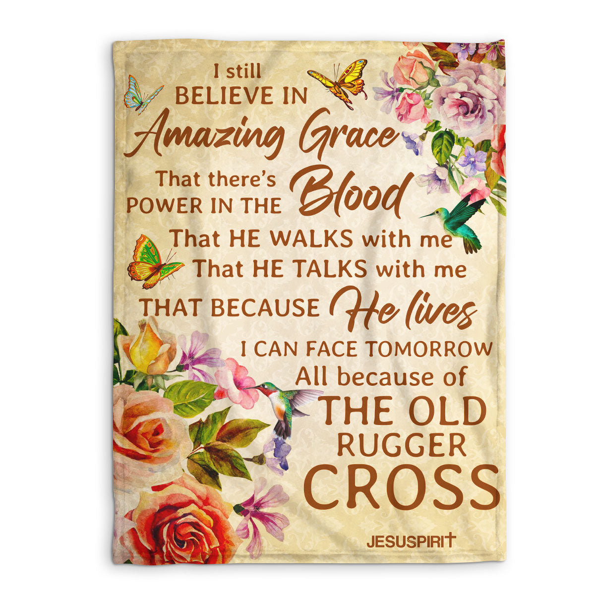 Rose And Butterfly | I Still Believe In Amazing Grace | Beautiful Fleece Blanket For Christians FBHN615