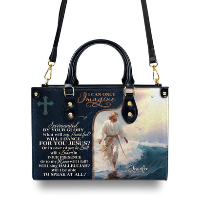 Personalized Leather Handbag With Zipper | Jesus I Can Only Imagine LHBM737