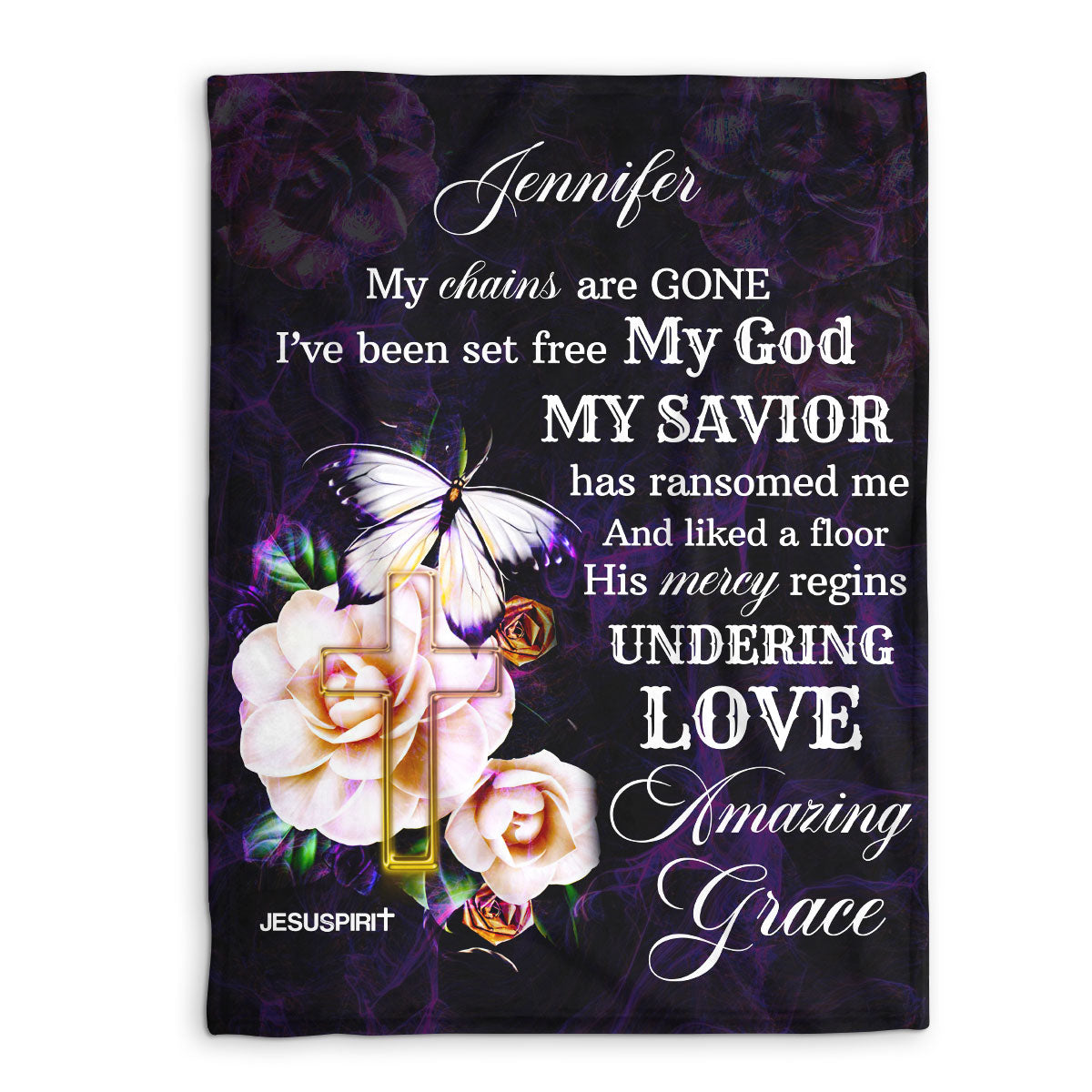 My God My Savior | Meaningful Personalized Fleece Blanket | Rose And Cross FBHN620