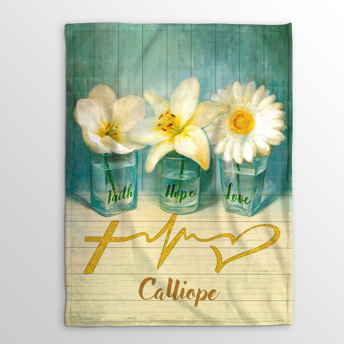 Personalized Fleece Blanket | Faith Hope Love | Daisy And Lily | Spiritual Gifts For Christian People FBH781