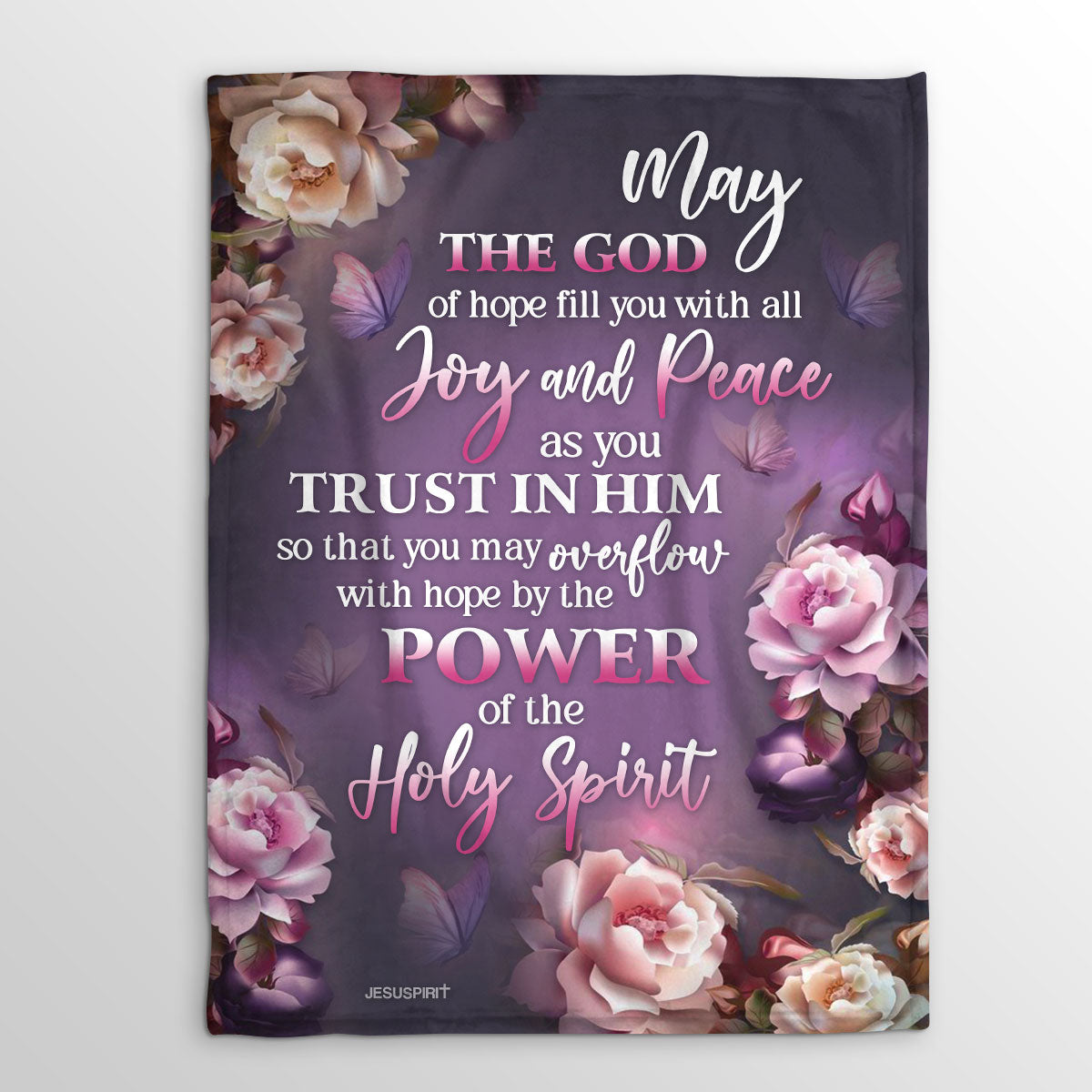 Flower And Butterfly | Fleece Blanket | God Of Hope Fill You With All Joy And Peace | Romans 15:13 FBH622