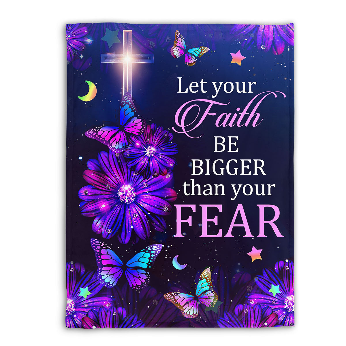 Let Your Faith Be Bigger Than Your Fear | Daisy & Butterfly | Hebrews 13:6 | Fleece Blanket FBM645