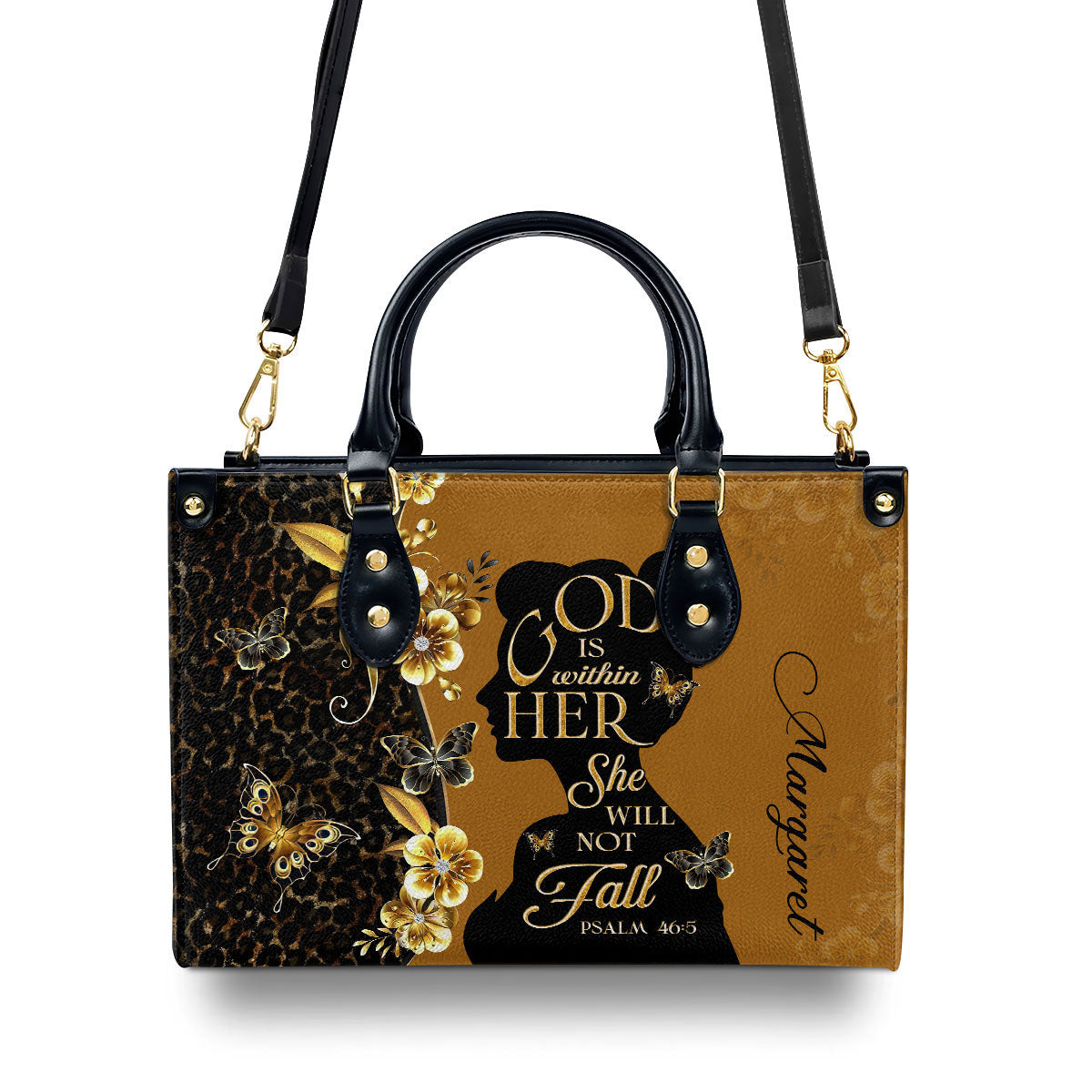 Personalized Leather Handbag With Zipper | God Is Within Her LHBM747