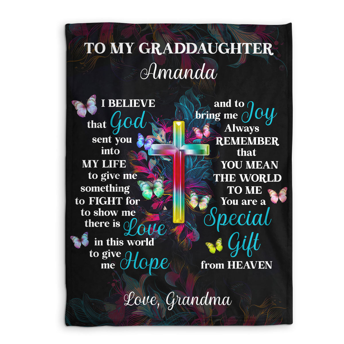 Meaningful Gift For Granddaughter | You Are A Special Gift From Heaven | Colorful Cross Personalized Fleece Blanket FBHN625