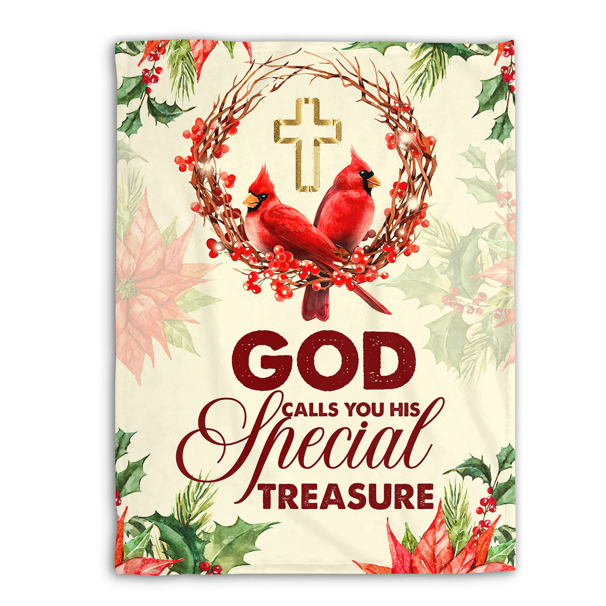 Fleece Blanket For Christian Couple | God Calls You His Special Treasure | Cardinal And Cross FBM636