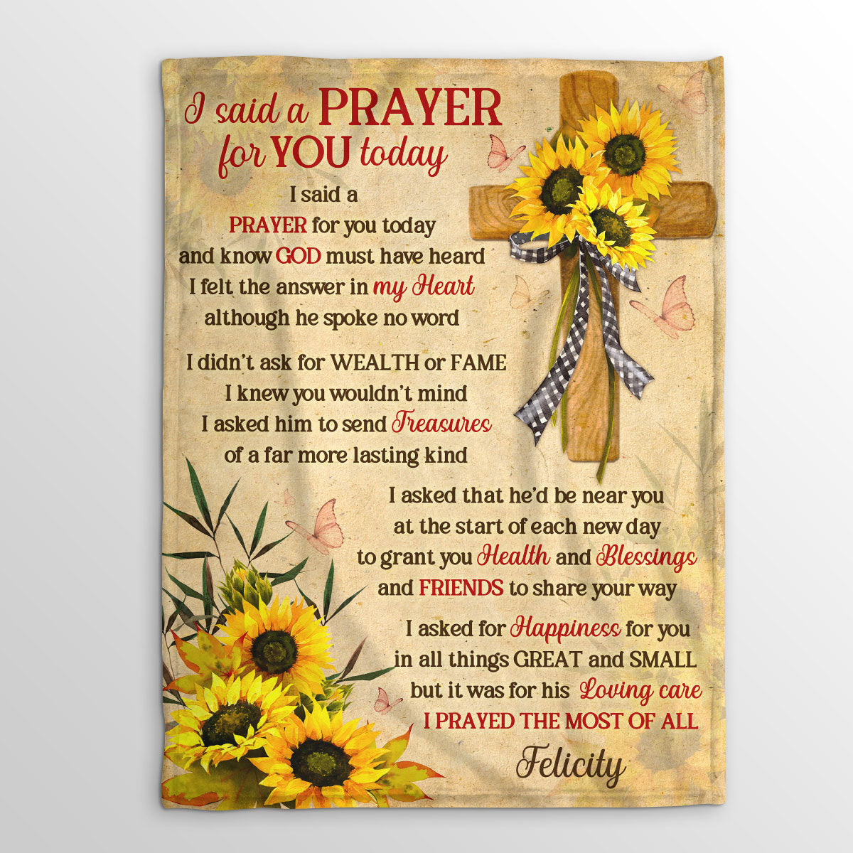 Personalized Sunflower Fleece Blanket | Best Gift For Christians | A Prayer For You Today FBH607