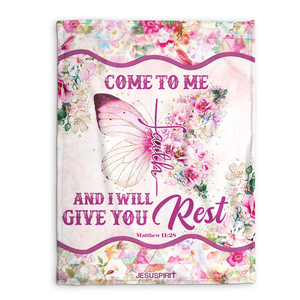 Gorgeous Fleece Blanket | Flower And Butterfly | Matthew 11:28 | Come To Me And I Will Give You Rest FBHN613