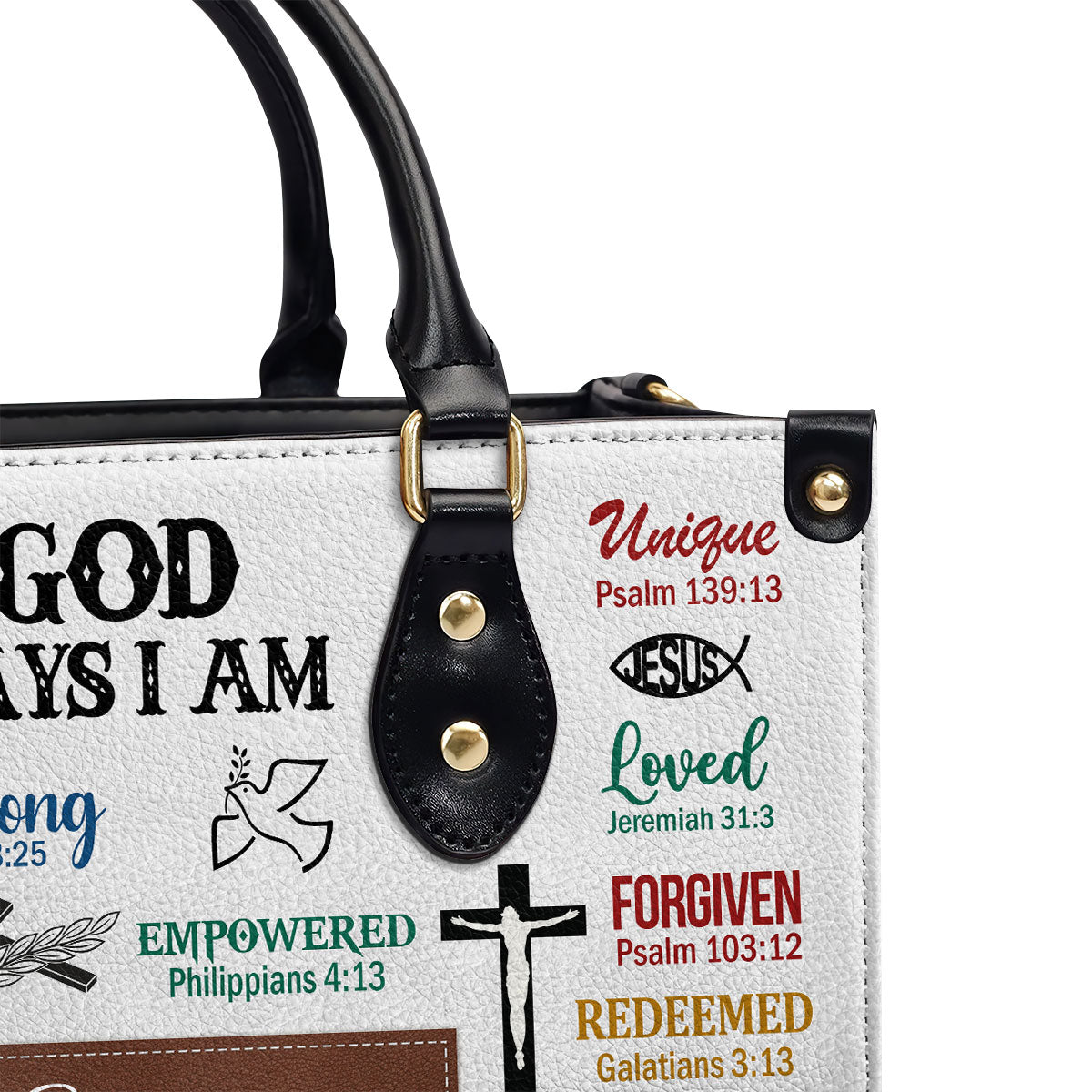 Personalized Leather Handbag With Handle | What God Says About You | Scripture Gifts For Women Of God LHBH742