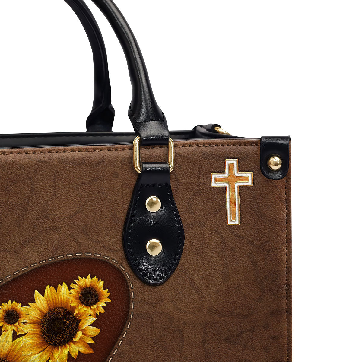 Personalized Sunflower Leather Handbag With Handle | Religious Gifts For Christian Women LHBHN653