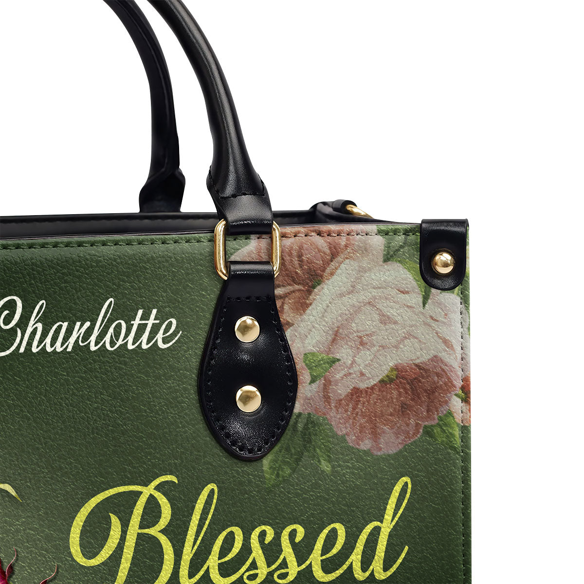 Christian Gifts For Women | Personalized Peony Leather Handbag With Handle | Blessed Are The Pure In Heart | Matthew 5:8 LHBHN676