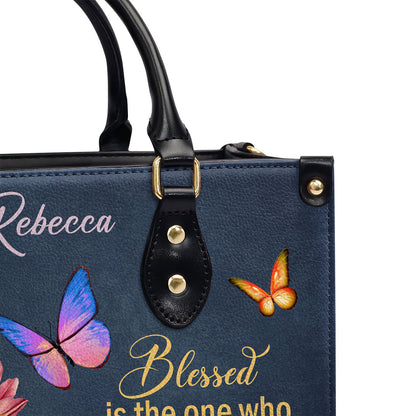 Blessed Is The Woman Who Trusts In The Lord | Jeremiah 17:7 | Personalized Flower Leather Handbag LHBM680