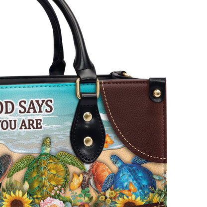 God Says You Are Lovely - Beautiful Personalized Turtle Leather Handbag M13