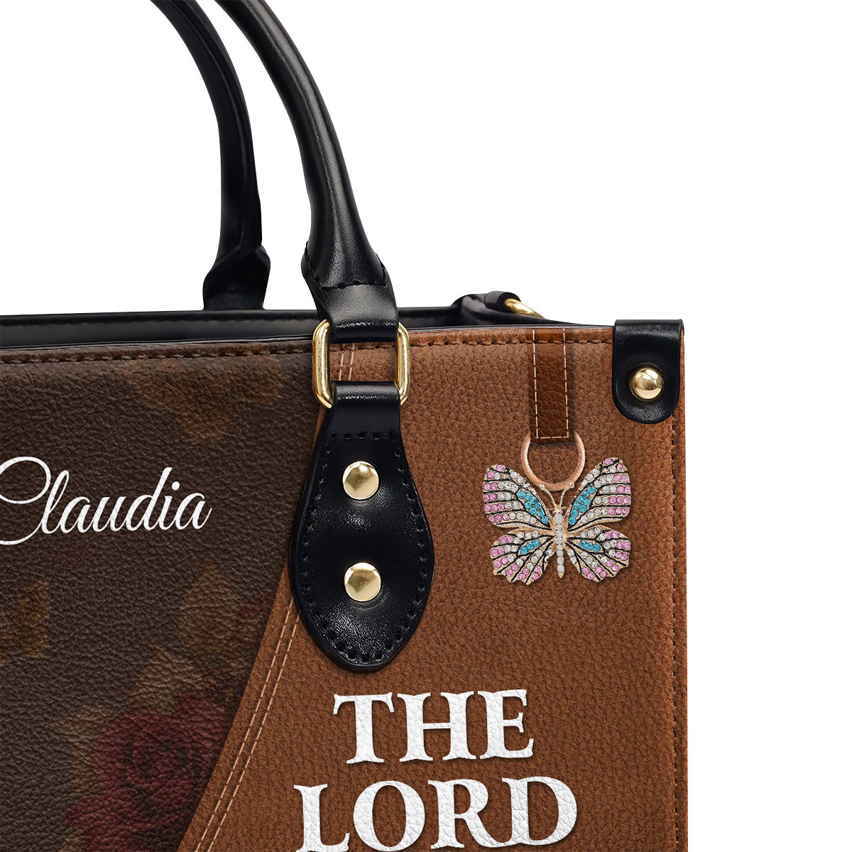 The Lord Will Fight For Me - Personalized Floral Cross Leather Handbag NUH298