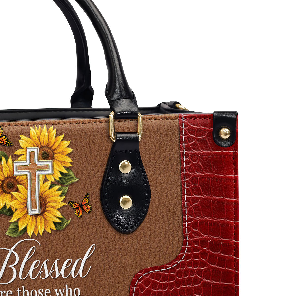 Lovely Personalized Sunflower Leather Handbag - Blessed Are Those Who Spoil And Pamper NUH329