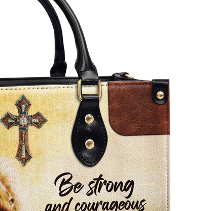 Be Strong And Courageous - Unique Personalized Lion Leather Handbag NUHN304