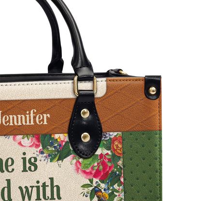 Stunning Personalized Flower Leather Handbag - She Is Clothed With Strength And Dignity NUHN307