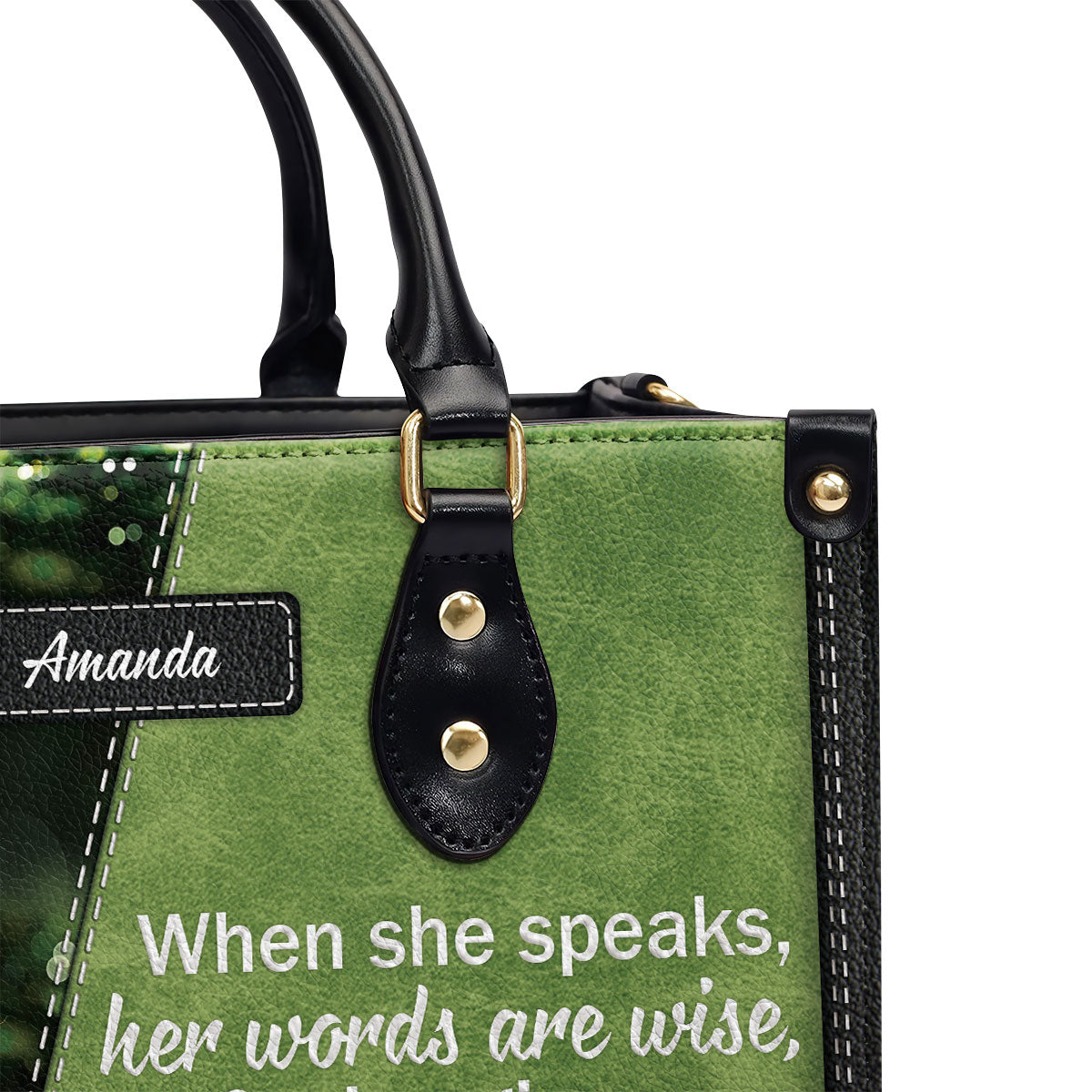 Gorgeous Personalized Leather Handbag - When She Speaks, Her Words Are Wise NUHN316