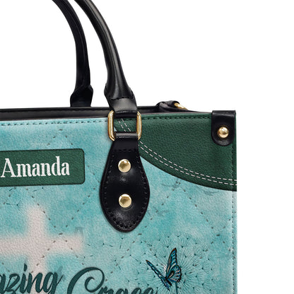 Lovely Personalized Dandelion Leather Handbag - Amazing Grace NUHN350