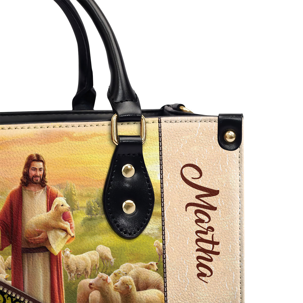 The Lord Is My Shepherd, I Shall Not Want - Unique Personalized Christian Leather Handbag NUM301