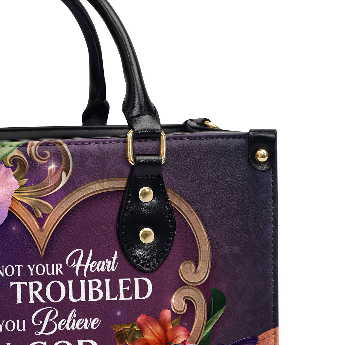 Lovely Personalized Leather Handbag - Let Not Your Heart Be Troubled NUM393