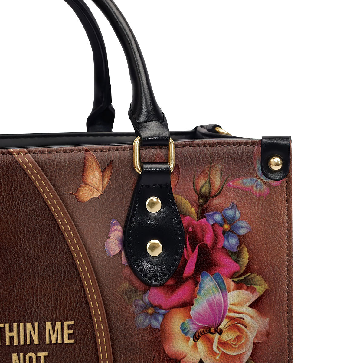 Pretty Flower Leather Handbag - God Is Within Me, I Will Not Fall NUH263