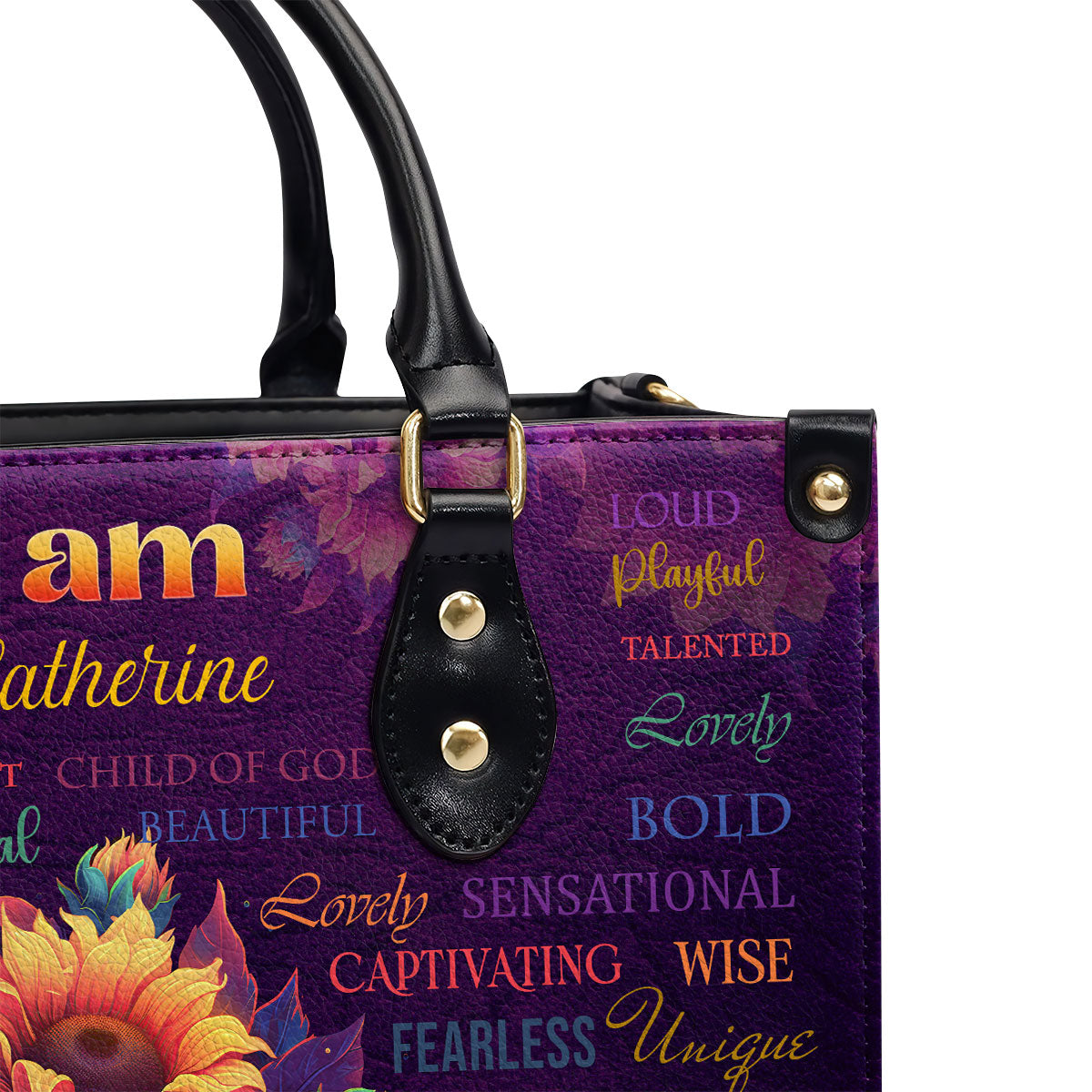 I Am Fearless | Gift For Her | Personalized Zippered Leather Handbag With Handle LHBM718