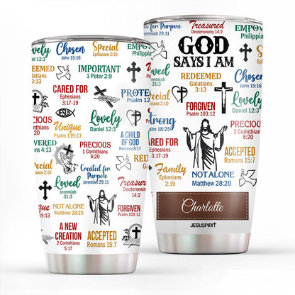 What God Says About You | Unique Scripture Gifts For Christian Friends | Personalized Christian Stainless Steel Tumbler 20oz SSTH742A