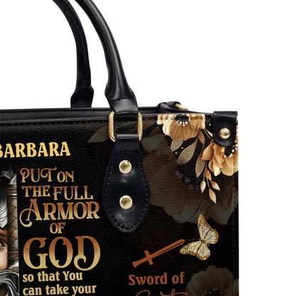 Personalized Leather Handbag With Zipper | Armor Of God LHBM772