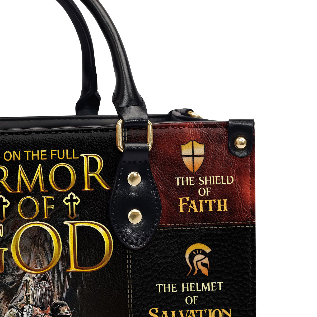 Personalized Leather Handbag With Zipper | Armor Of God LHBM777