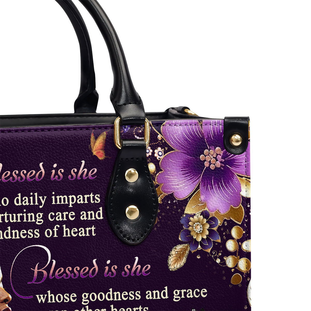 Personalized Leather Handbag With Zipper | Blessed Is She LHBM749