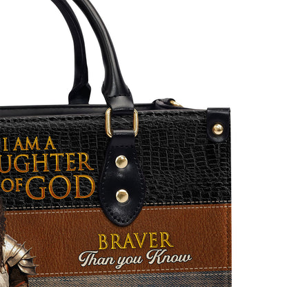 Personalized Zippered Leather Handbag With Handle | Religious Gift For Worship Friends | Daughter Of God LHBM765