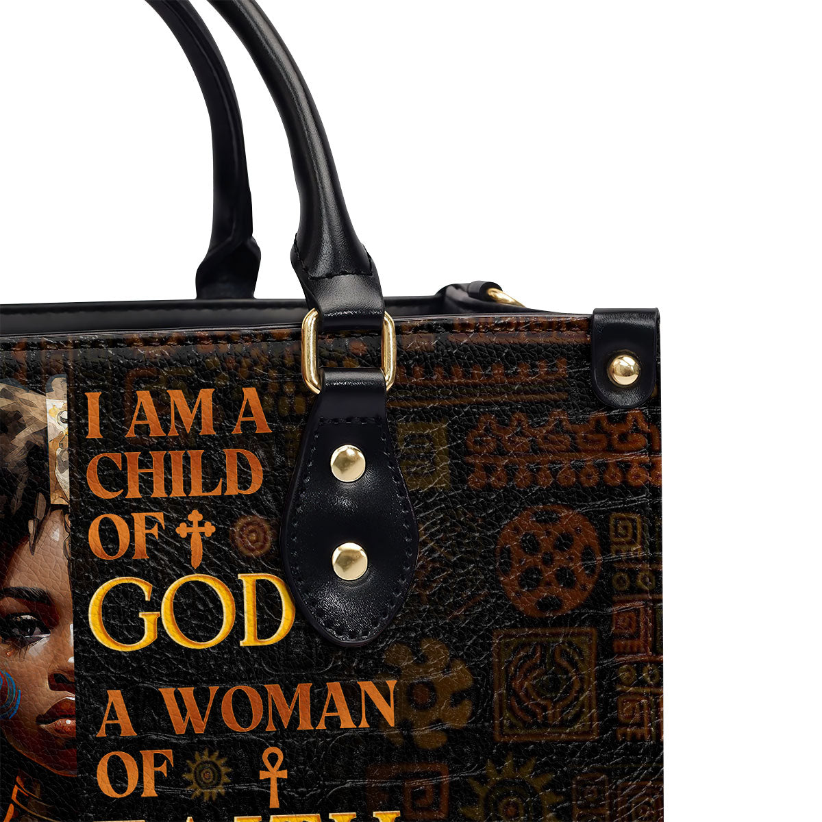 Personalized Leather Handbag With Zipper | I Am A Child Of God LHBM725