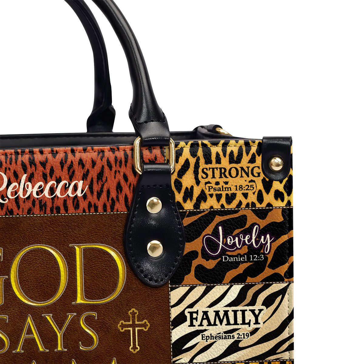 Personalized Leather Handbag With Zipper | God Says I Am Unique LHBM724