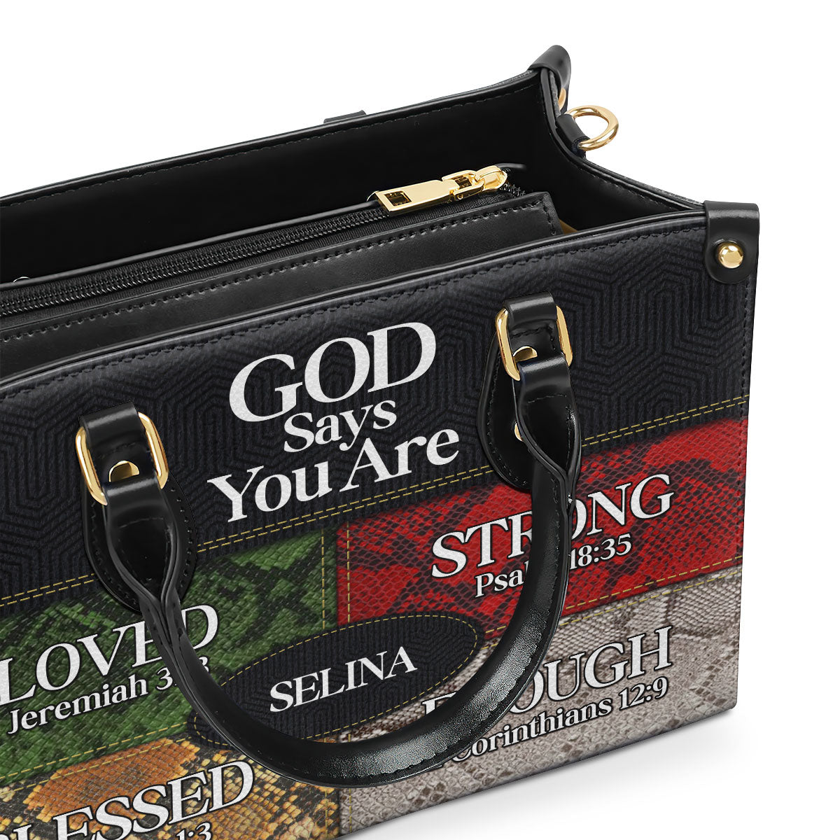 Personalized Leather Handbag With Zipper | Gift For Her | God Says I Am LHBNUH682