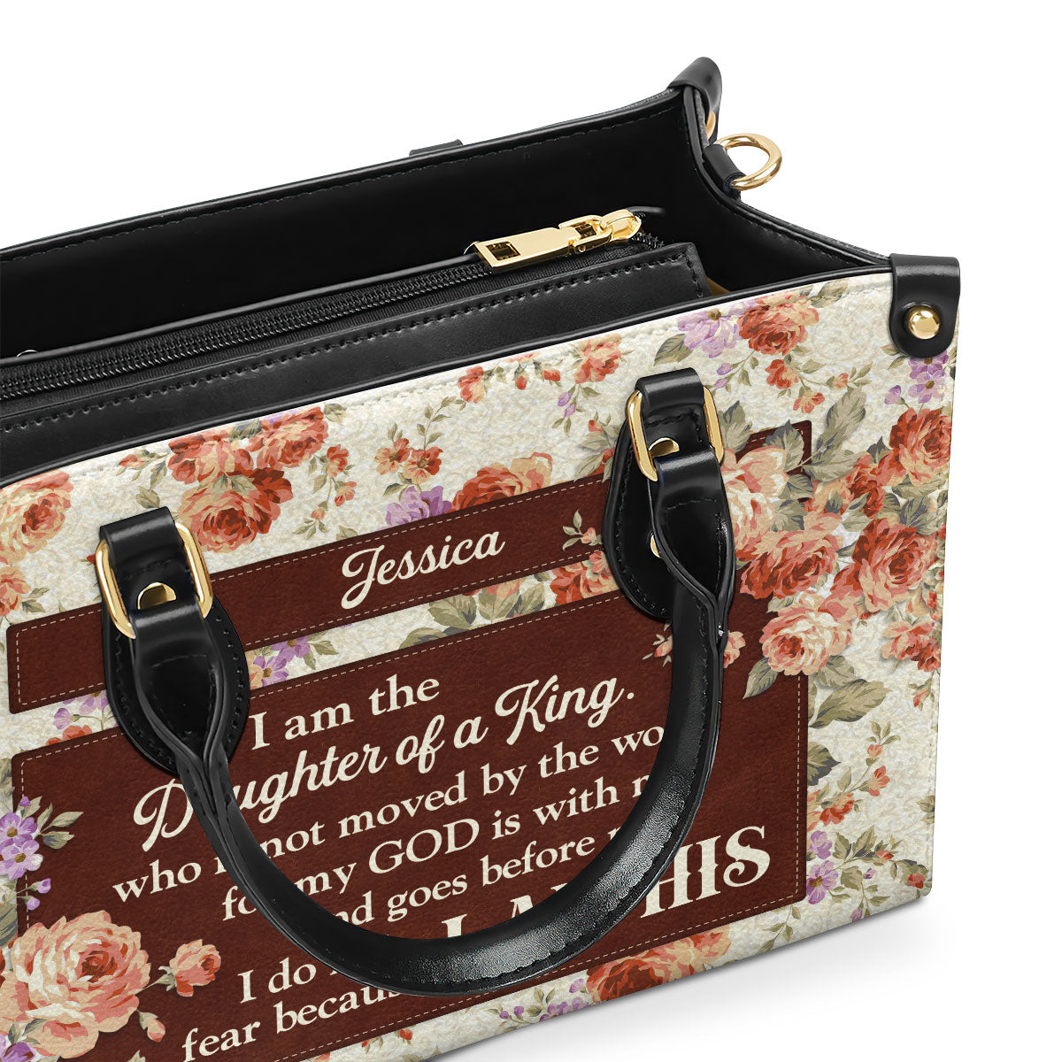 I Do Not Fear, For I Am His | Christian Gifts For Women | Personalized Leather Handbag With Handle LHBHN696