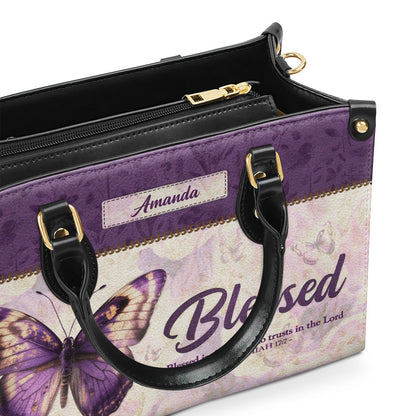 Blessed Is The One Who Trusts In The Lord | Jeremiah 17:7 | Personalized Zippered Leather Handbag | Meaningful Gift For Christian Ladies LHBHN801