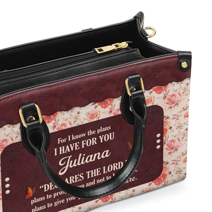 Jeremiah 29:11 | Personalized Zippered Leather Handbag | For I Know The Plans I Have For You | Religious Gift For Female Pastors LHBHN802