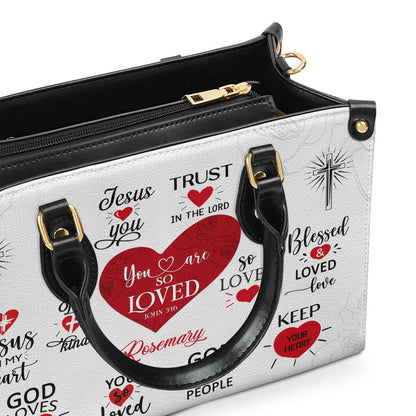 Personalized Leather Handbag With Handle | Romantic Religious Gifts For Christian Women | You Are So Loved LHBM708